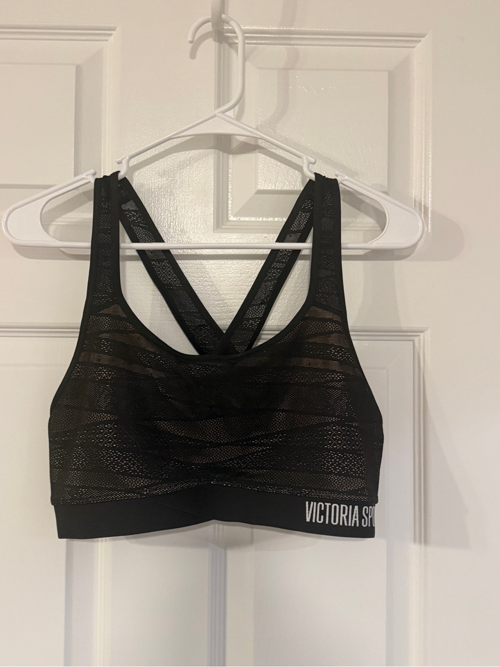 Victoria's Secret Black Mesh Cross-Back Sports Bra